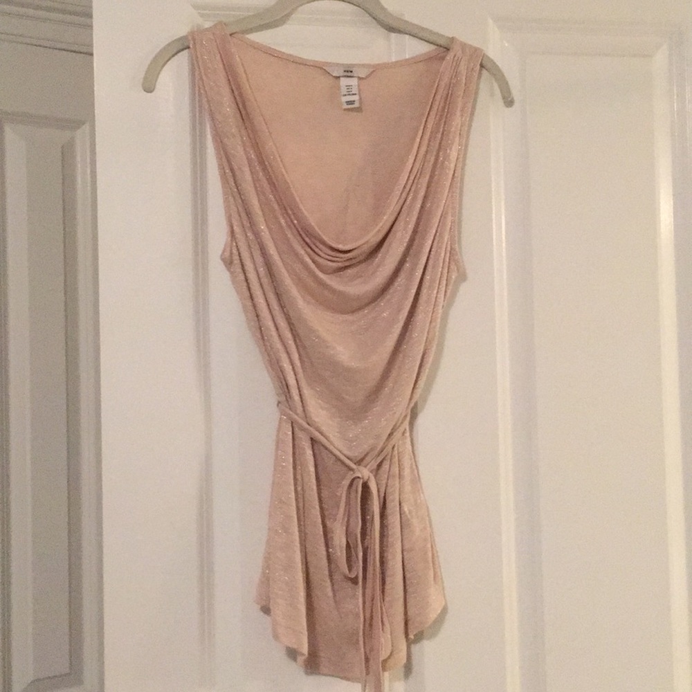 Rose Gold Belted Cowl Neck Tank